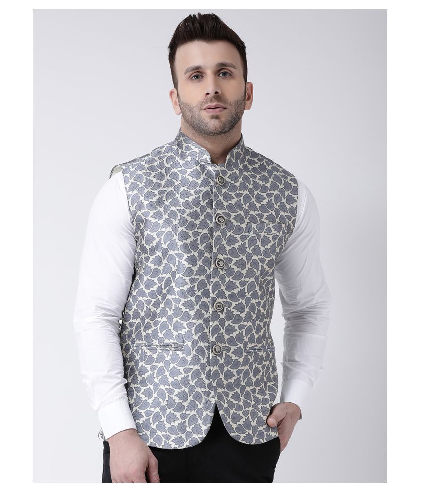     			Hangup Grey Polyester Blend Nehru Jacket