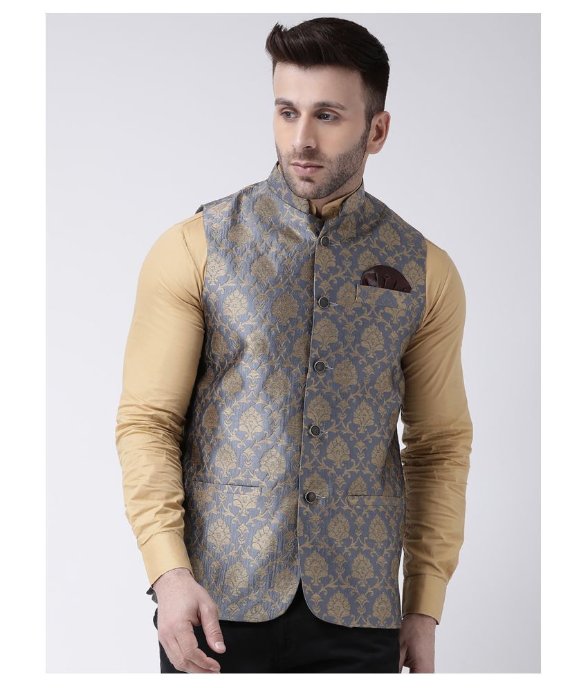     			Hangup Grey Polyester Blend Nehru Jacket