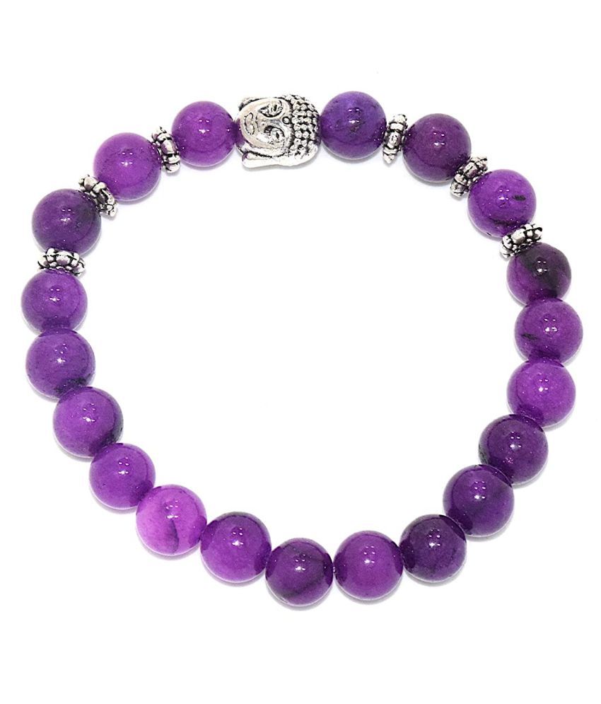     			Blue Natural Amethyst Stone Bracelet (8 mm Beads, Free Size) Budha Stone Bracelet (8 mm Beads, Free Size)