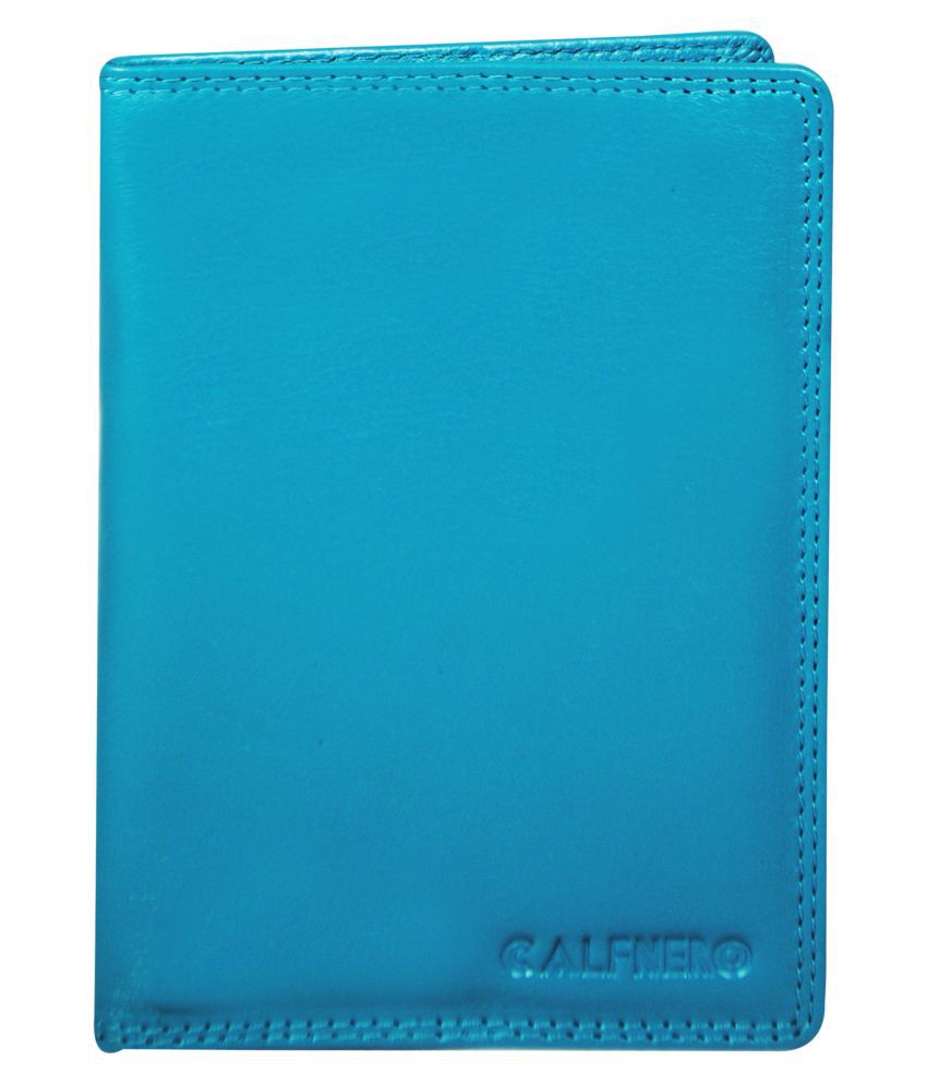     			Calfnero Leather Blue Passport Holder
