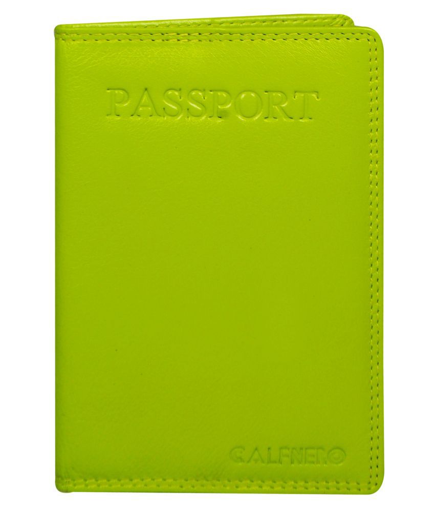     			Calfnero Leather Green Passport Holder