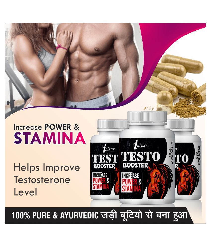 Inlazer Testo booster enhance male power Capsule 180 no.s Pack of 3
