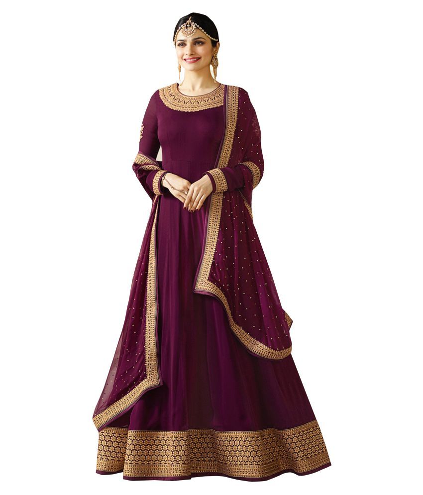 cLEMIRA Purple Georgette Dress Material - Buy cLEMIRA Purple Georgette ...