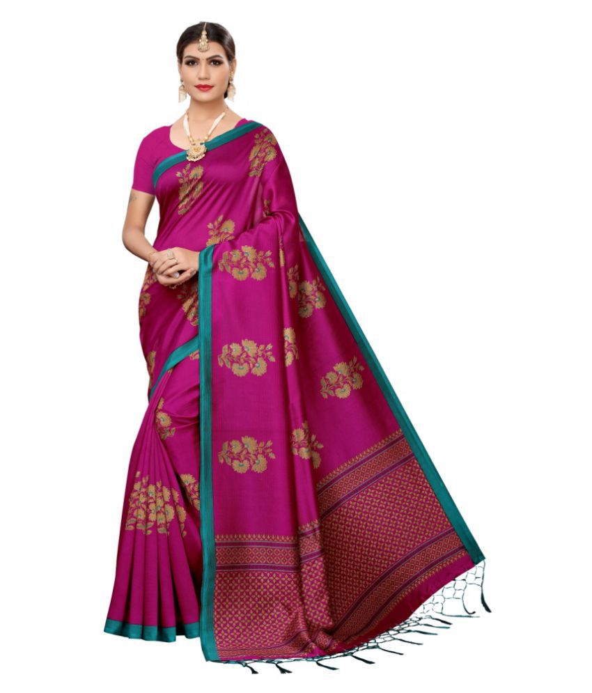 DESIMISSKART Pink Mysore Silk Saree - Buy DESIMISSKART Pink Mysore Silk ...