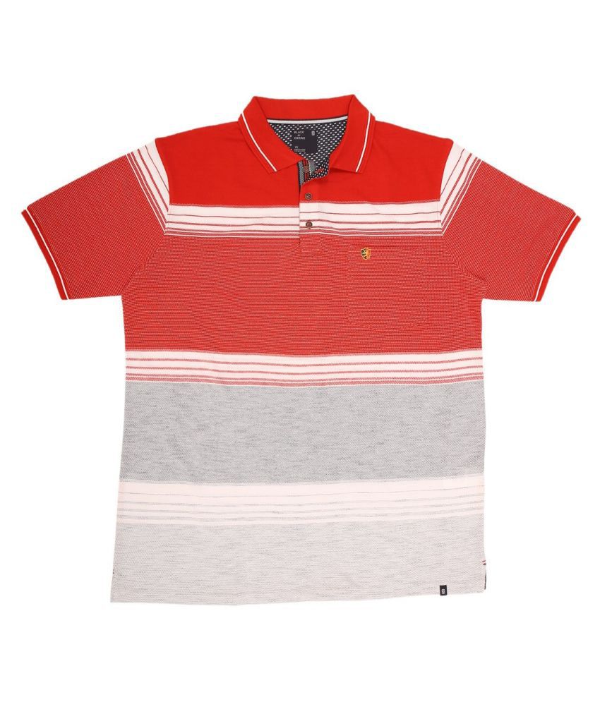 BLACK & CHERIE Cotton Blend Red Stripers Polo T Shirt - Buy BLACK ...