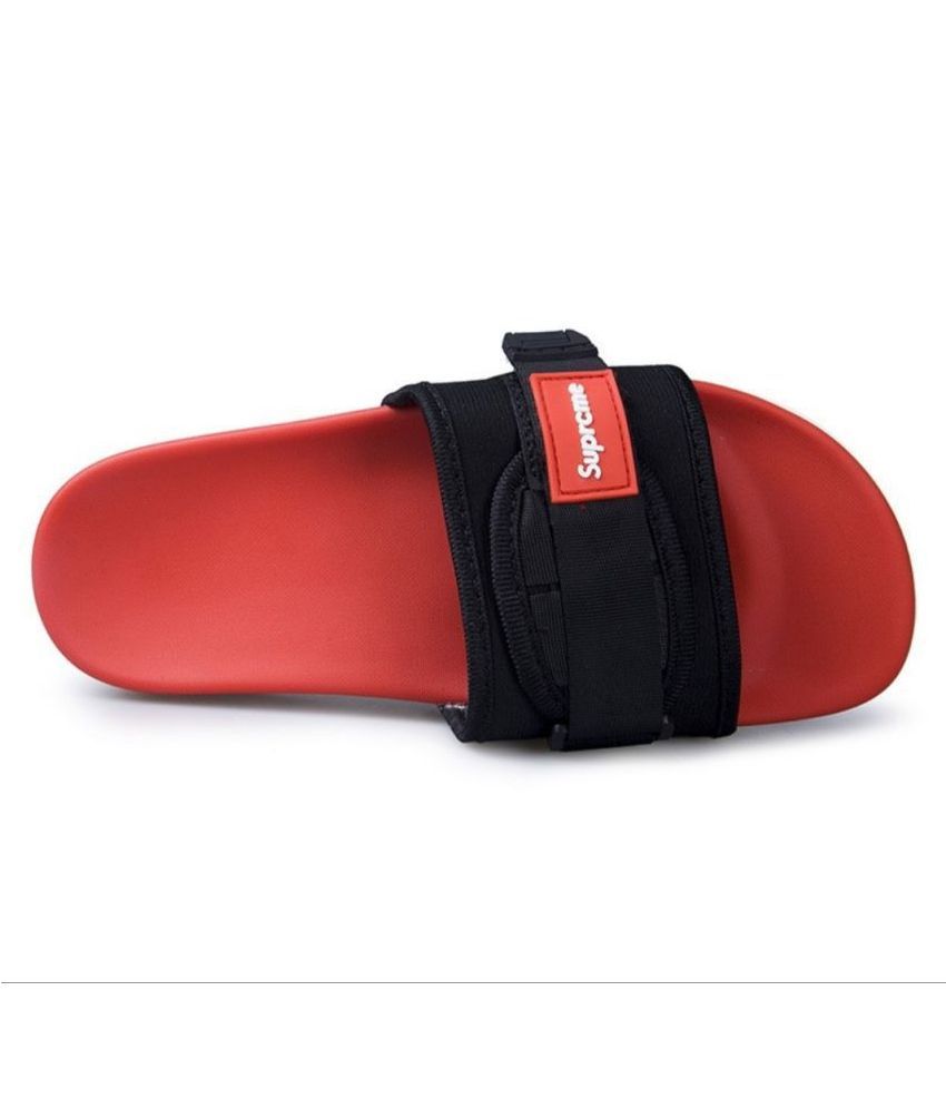 supreme red flip flops