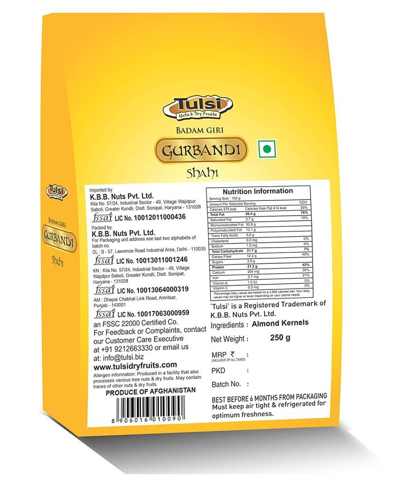gurbandi badam nutritional value