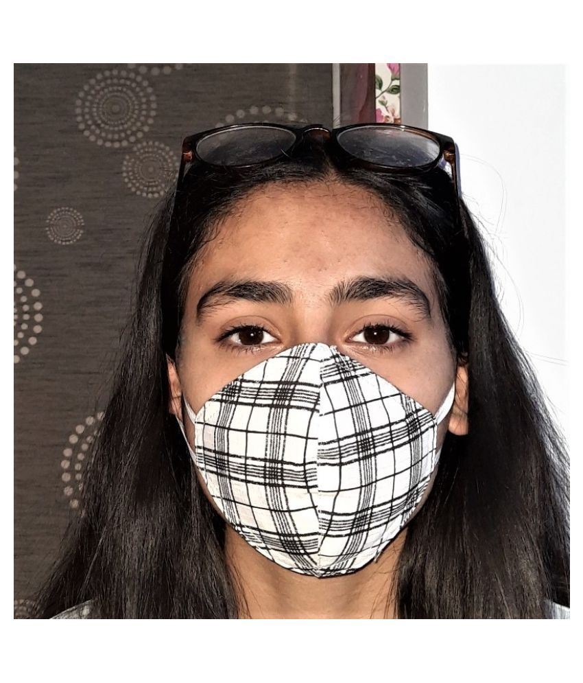 FABBLISS Pack of 4 Reusable Three Layer Designer Cotton Mask in Large