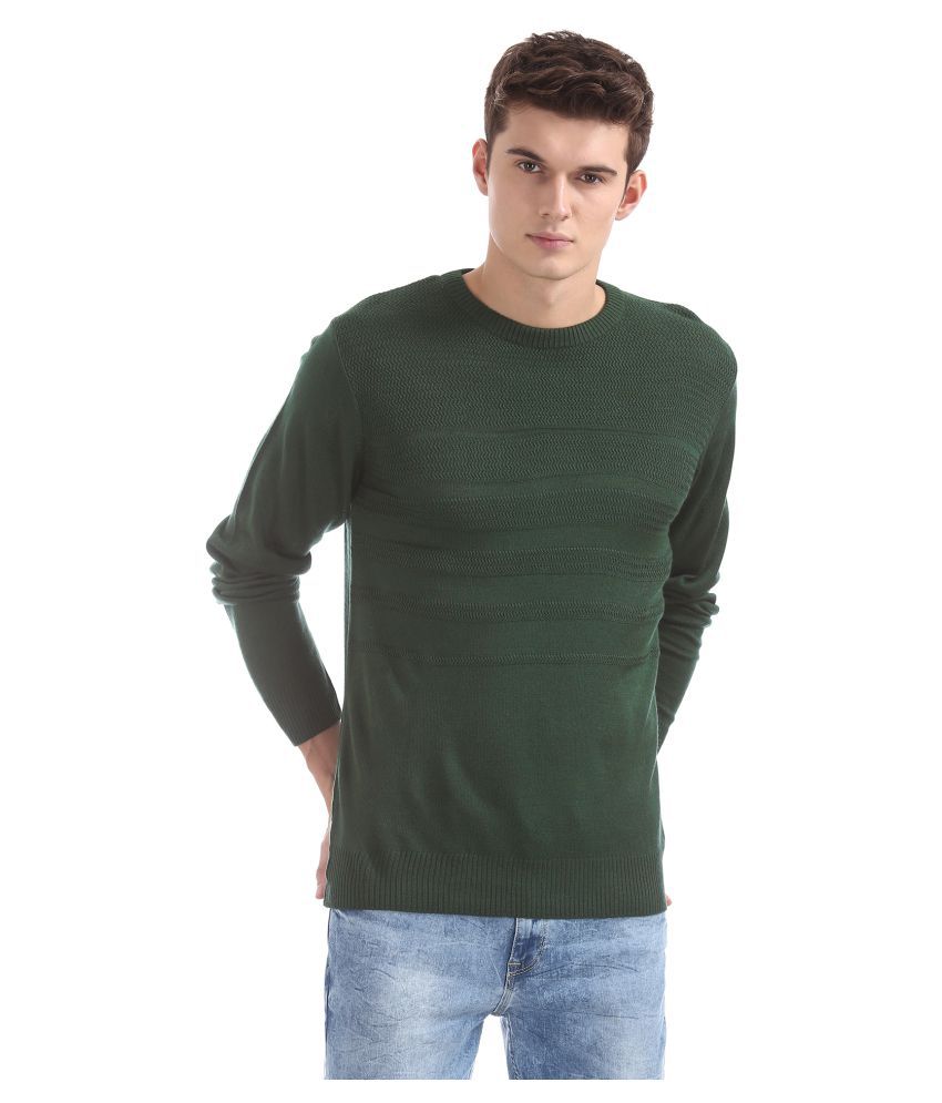 Ruggers Green Round Neck Sweater Single - Buy Ruggers Green Round Neck ...