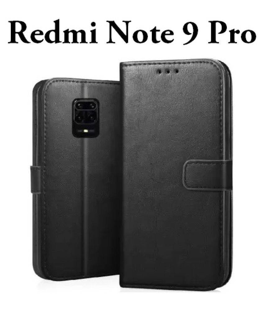 Xiaomi Redmi Note 9 Pro Flip Cover by JMA - Black Leather Vintage Flip