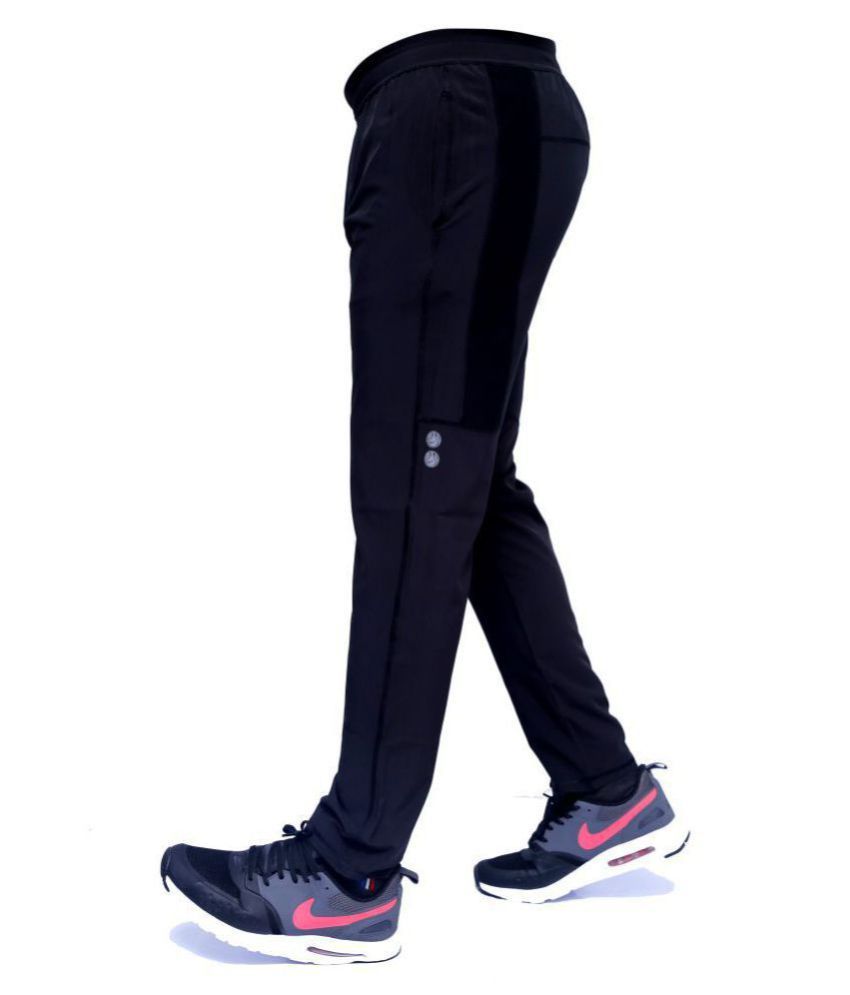 black polyester lycra joggers