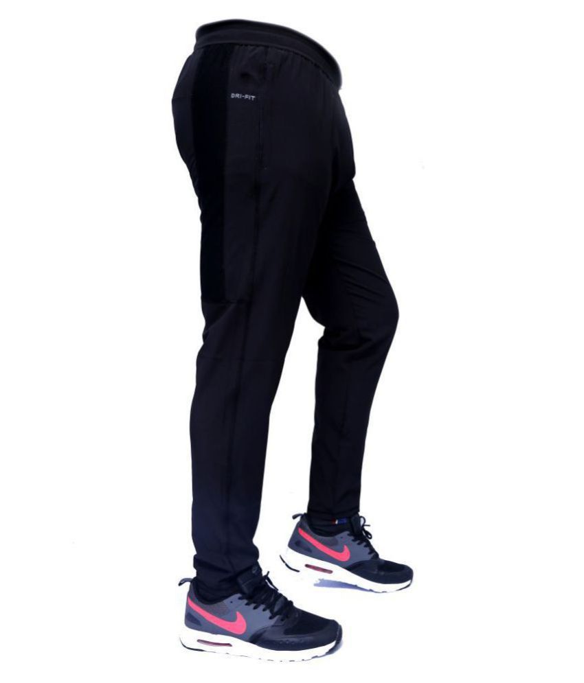 black polyester lycra joggers