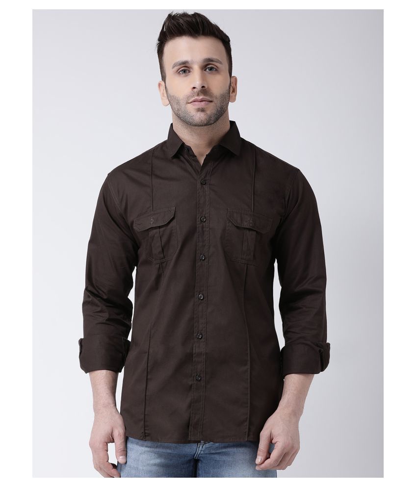     			Hangup 100 Percent Cotton Brown Shirt