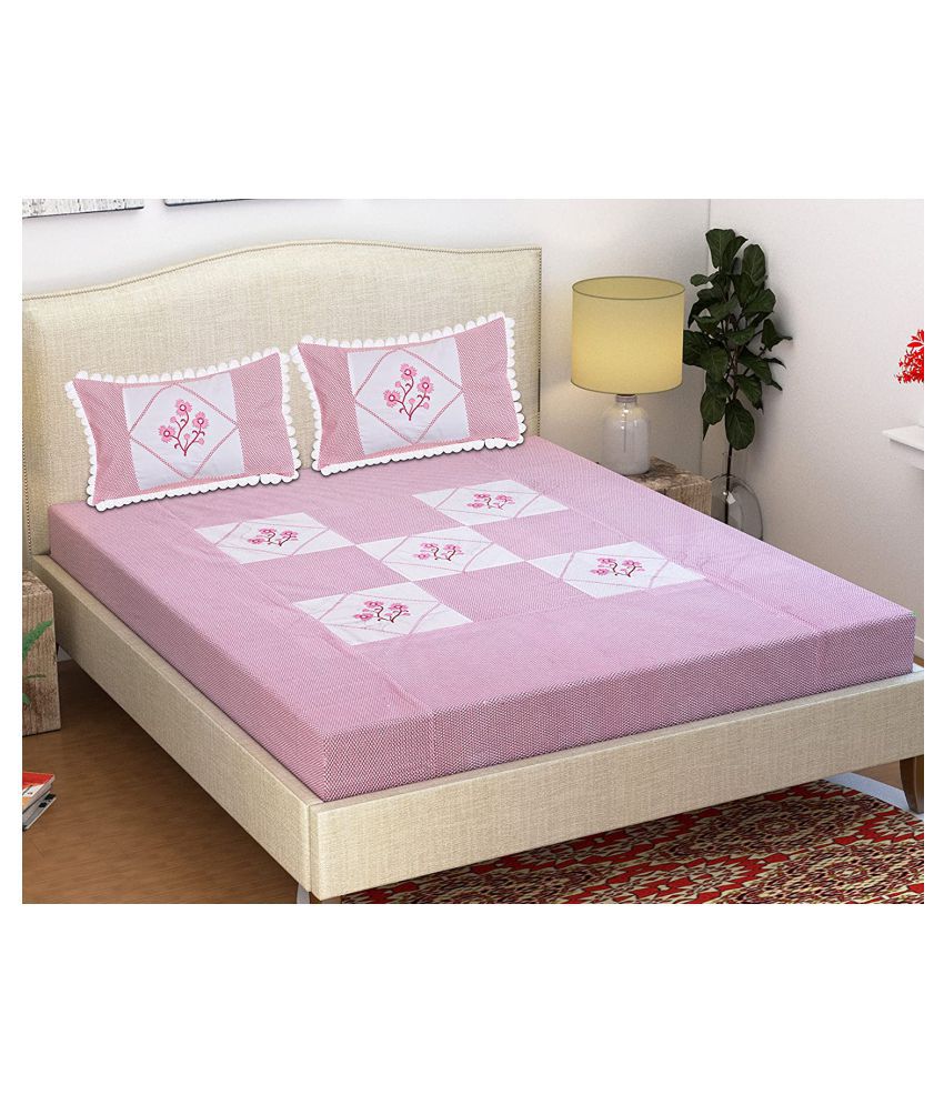 HomeStore-YEP Cotton Double Bedsheet with 2 Pillow Covers ( 255 cm x 229 cm )