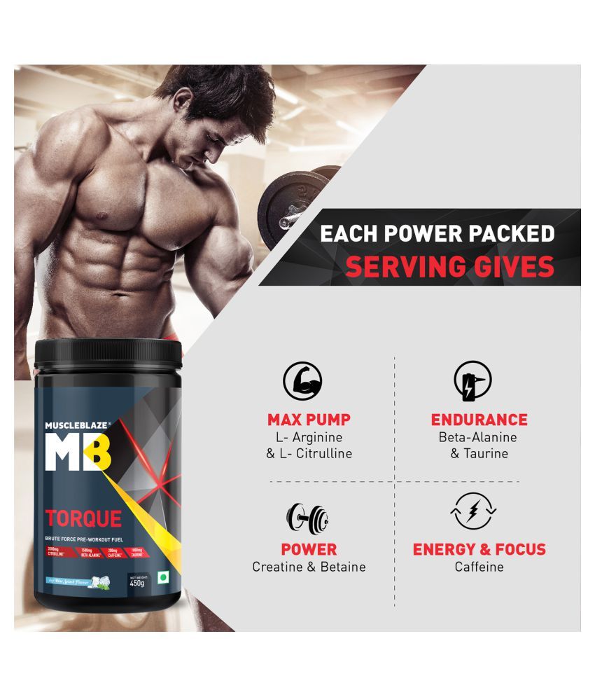 MuscleBlaze Torque PreWorkout (Icy Blue Splash) 450 gm