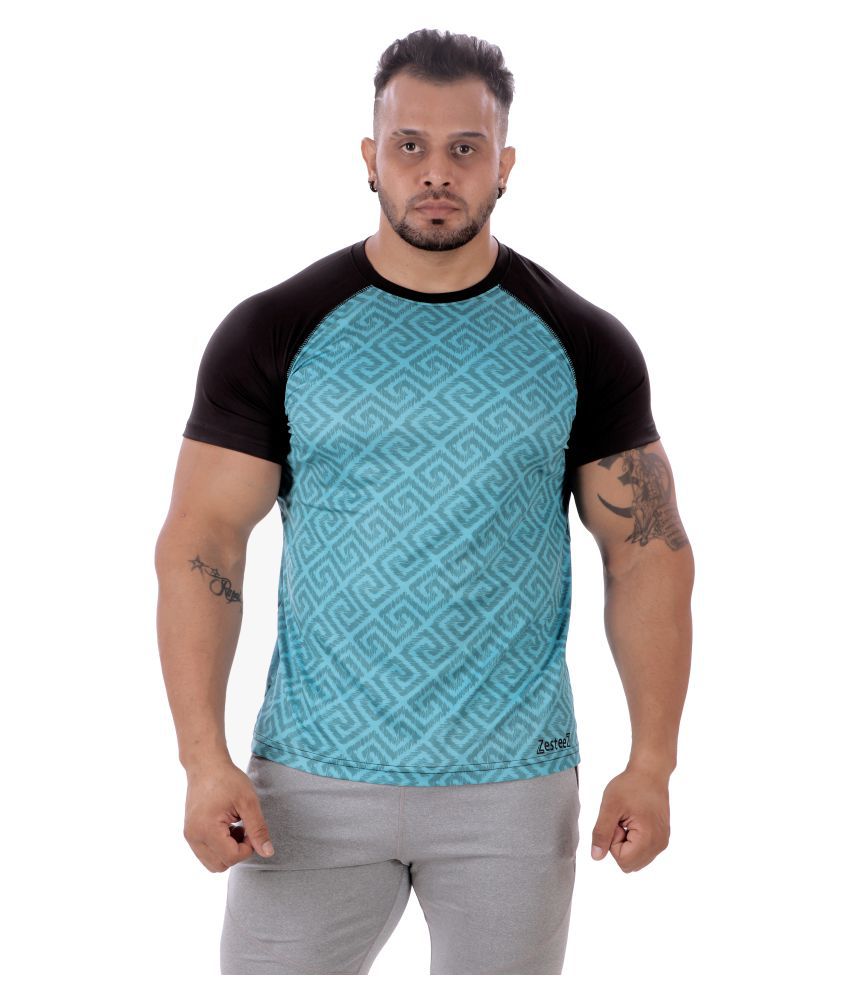 Zesteez Turquoise Polyester Lycra T-Shirt Single Pack