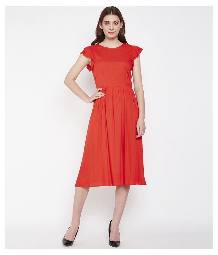     			Oxolloxo Viscose Red A- line Dress