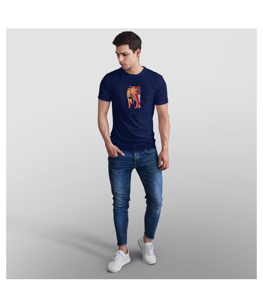     			The Twenty Eight Cotton Blue Printed T-Shirt