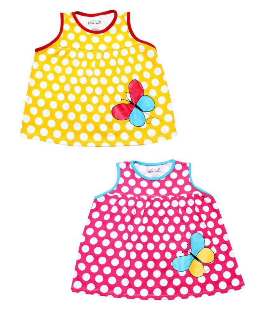     			Babeezworld Baby Girl's Printed Cotton Sleeveless Frock Dress (Pack of 2)