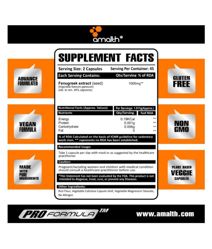 Amalth Fenugreek Extract for Blood Sugar, Women Wellness Capsule 1000