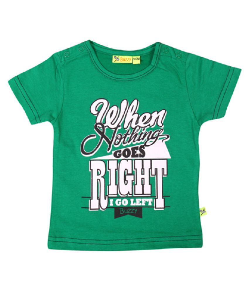 Buzzy Boy's Green Printed Round Neck Cotton T-shirt - Buy Buzzy Boy's ...