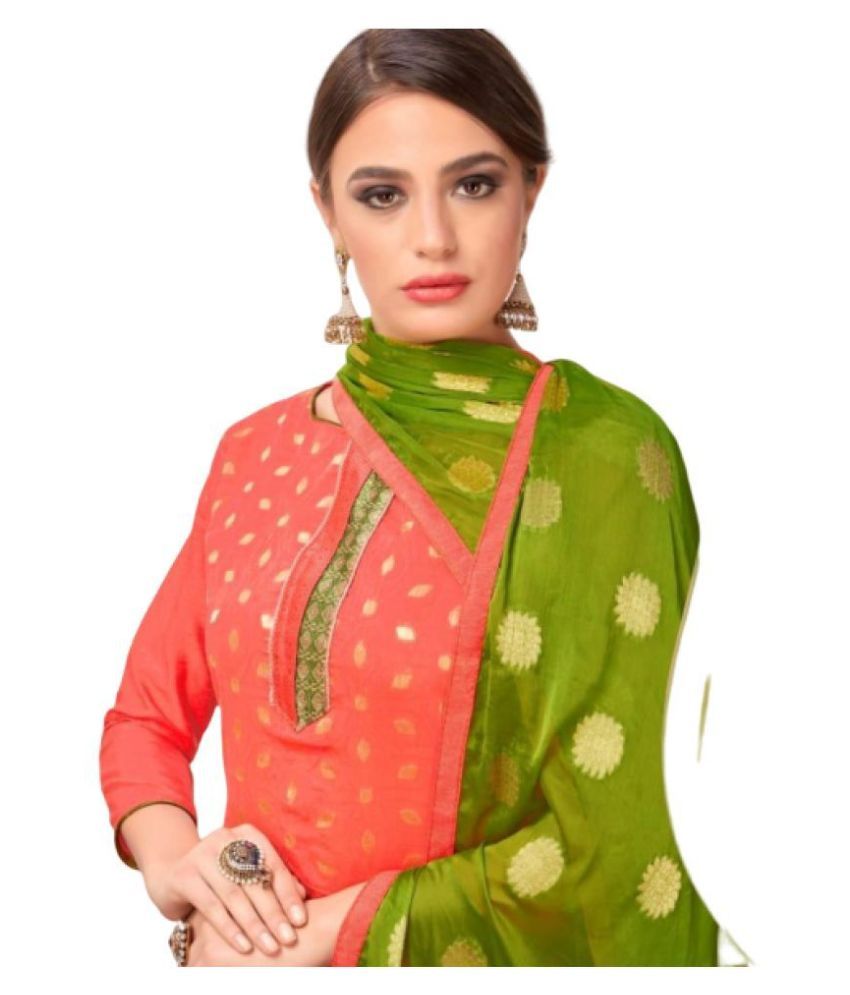 Saffron Attires Pink Banarasi Silk Dress Material Buy Saffron Attires