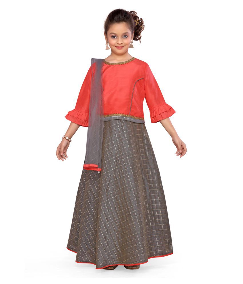 Aarika Girl's red coloured Ethnic Wear Lehenga Choli and Dupatta