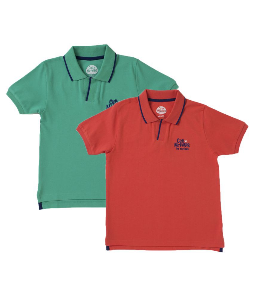 Cub McPaws Pack of 2 Round Neck Polo Tshirt for Boys, This Boys Polo Tshirt combo is best for Casaul wear.This Boys Tshirt can also be Value buy for Travelling and Gifting. It has Cotton Yarn based Embroidery