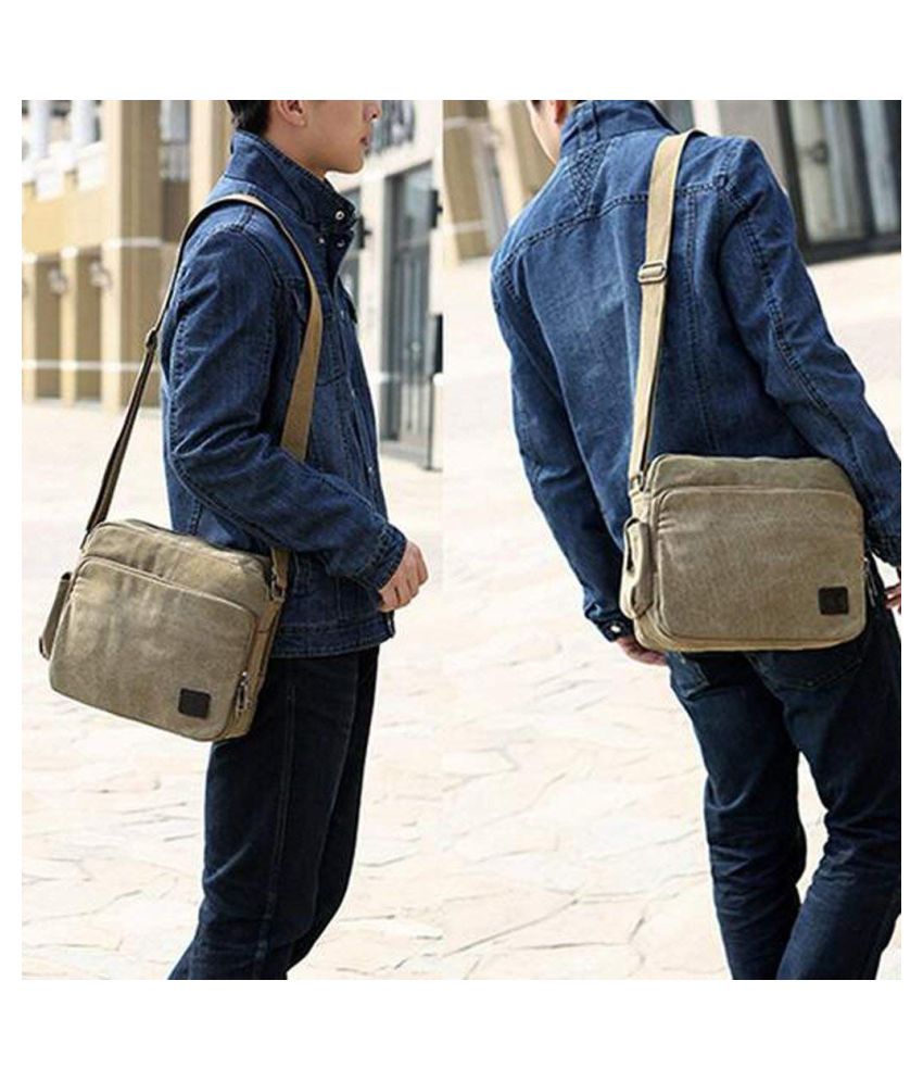 Electo Mania Retro Messenger Bag Brown Canvas Casual Messenger Bag