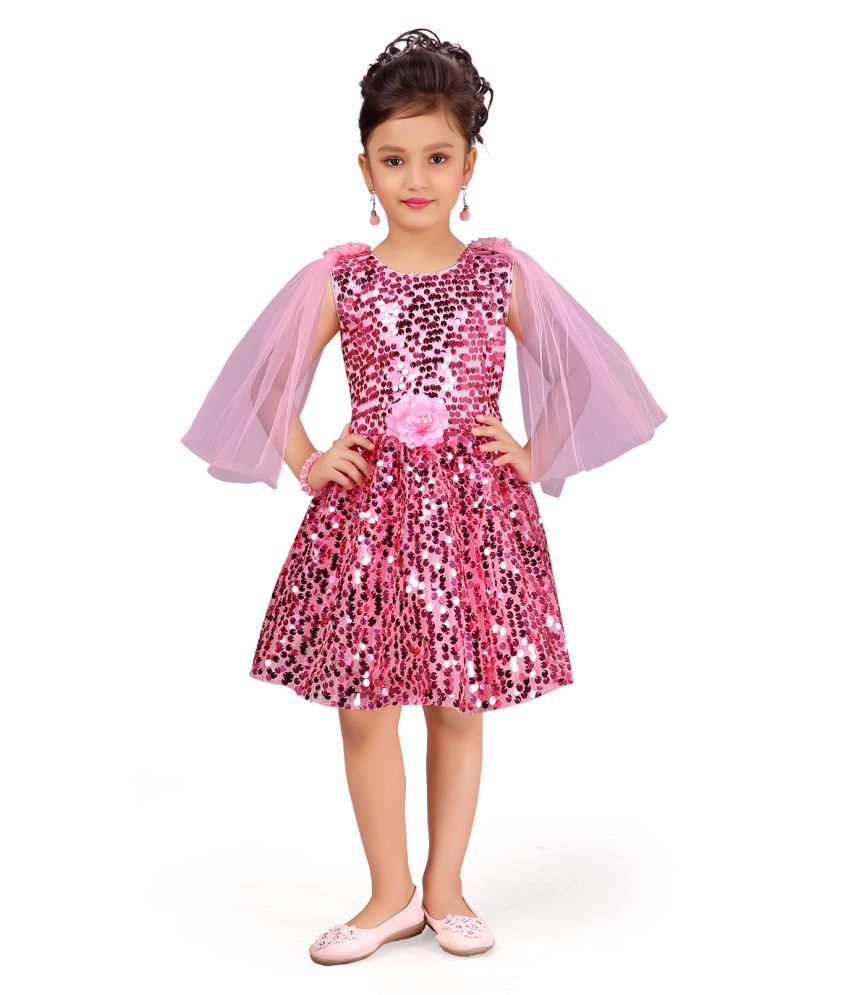 Aarika Girl's pink coloured Party Wear FROCK - Buy Aarika Girl's pink ...