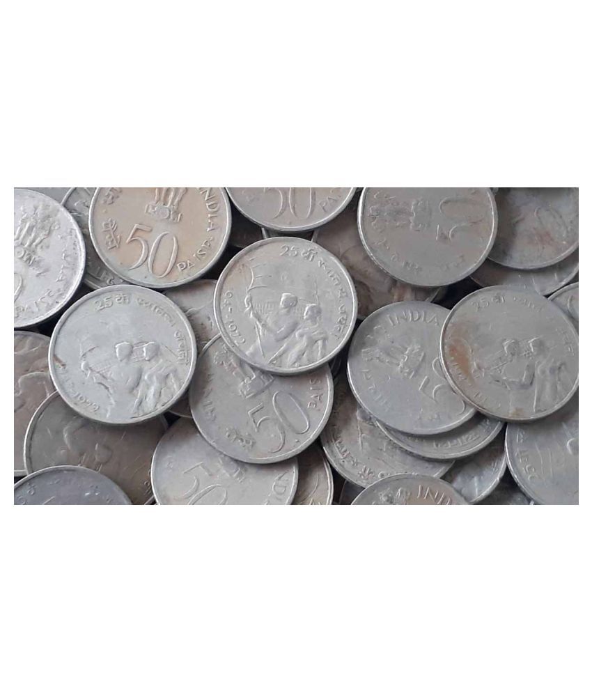     			MANMAI COINS - 50 Paise (25th Anniversary of Independence) 1972 Circulating commemorative 50 Numismatic Coins