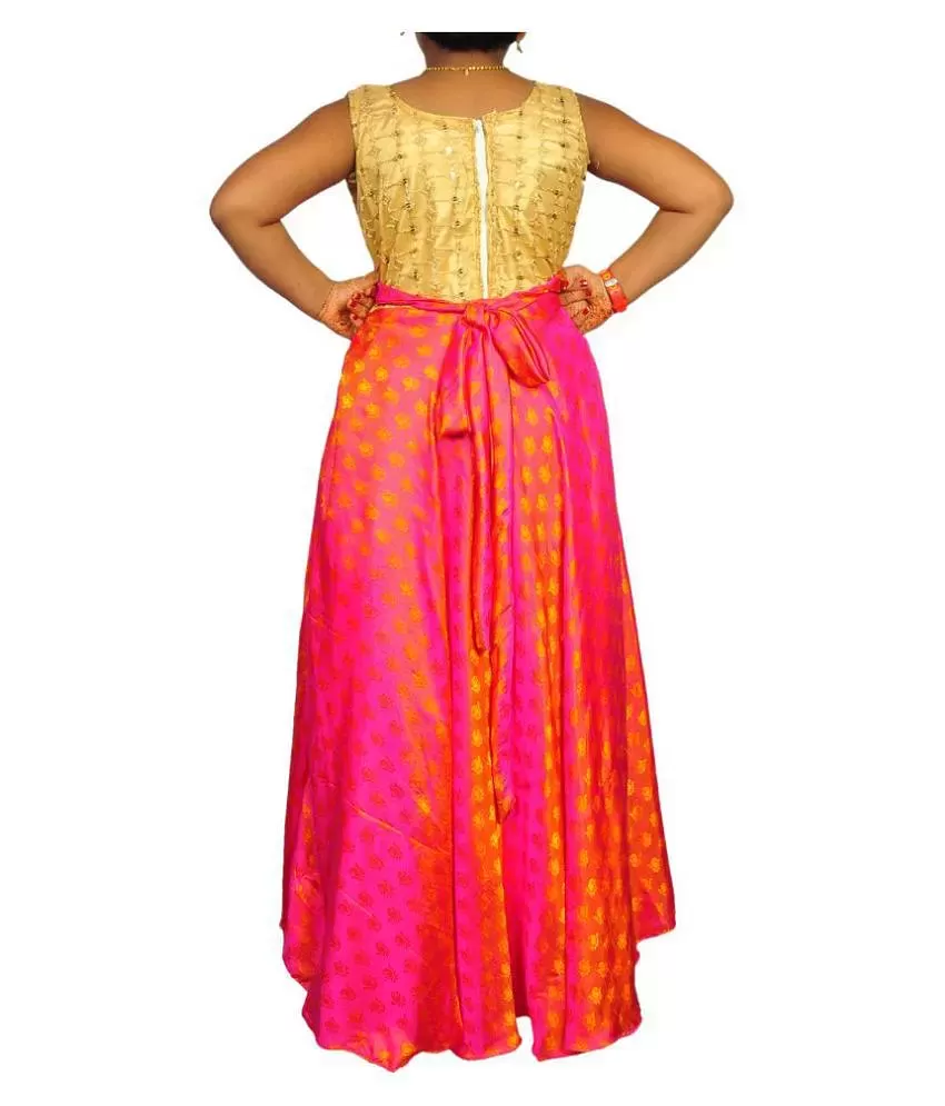 Buy Party Wear Pink Crepe Embroidered Work Gown Online From Surat Wholesale  Shop.