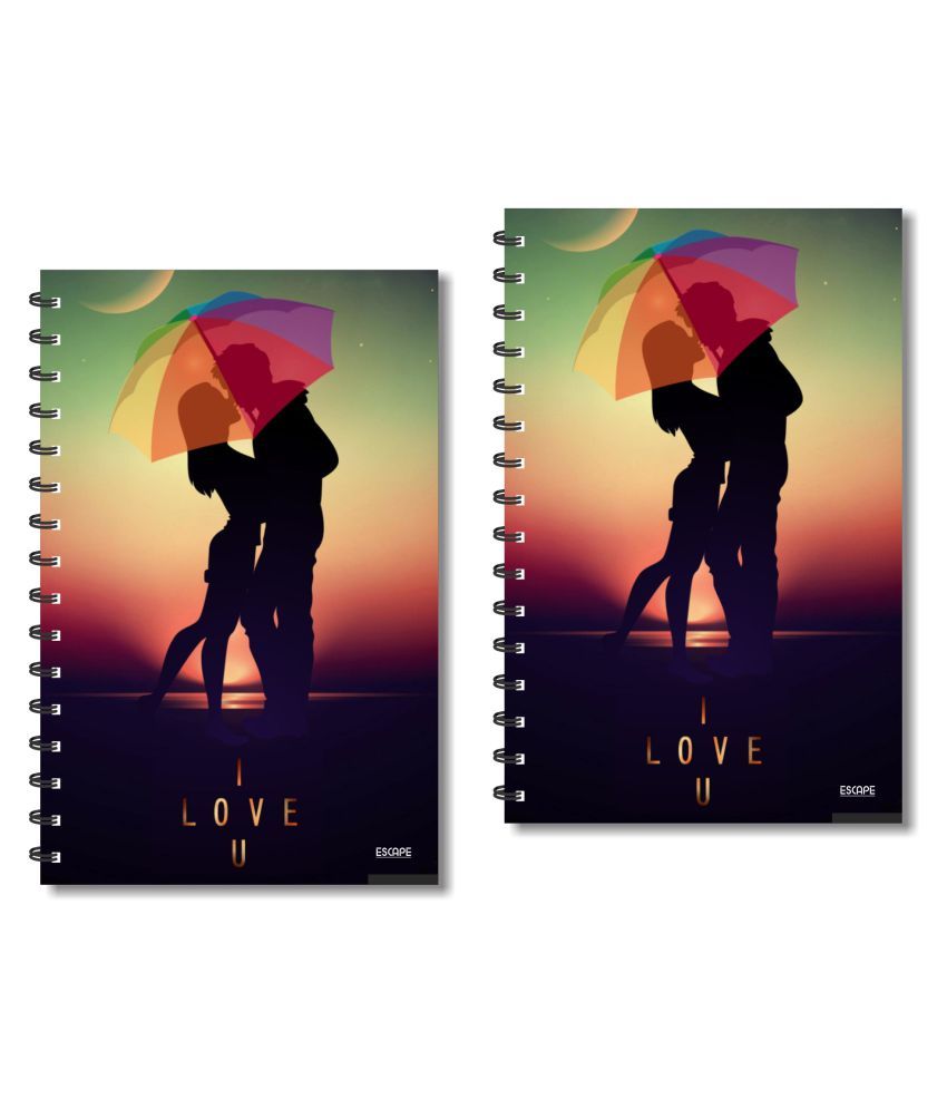     			ESCAPER Couple Romance Under Umbrella Designer Diary, Notebook, Notepad - Pack of 2 Diaries