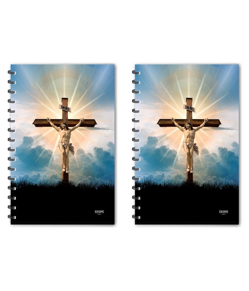    			ESCAPER Jesus Christ on Cross Diary (Ruled), Jesus Christ Diary,  Designer Diaries, Designer Notebook, Notepads, Devotional Diaries - Pack of 2 Diaries