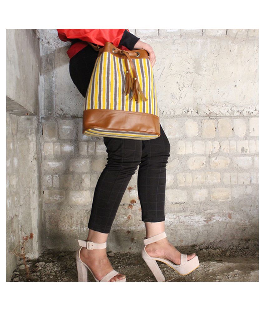 JK Textile Yellow Cotton Shoulder Bag Buy JK Textile Yellow Cotton