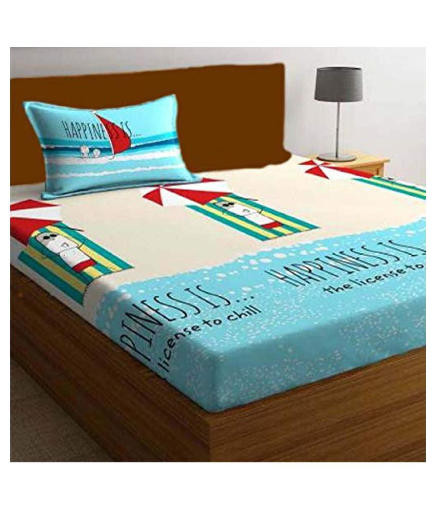 PORTICO HAPPINESS IS Cotton Single Bedsheet with 1 Pillow Cover Buy