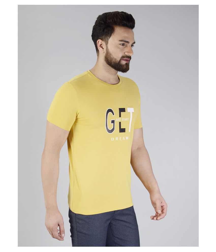 JB Sport Cotton Lycra Yellow Printed T-Shirt - Buy JB Sport Cotton ...