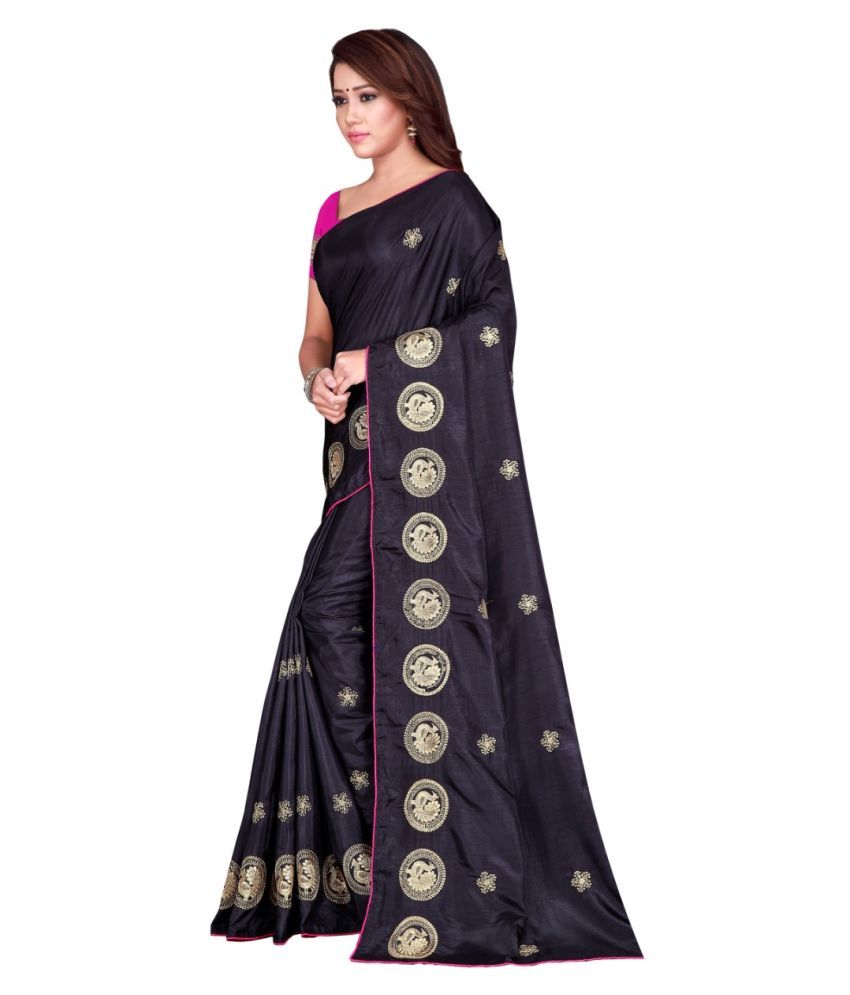 Dipesh Print Black Silk Blends Saree - Buy Dipesh Print Black Silk Blends Saree Online at Low 