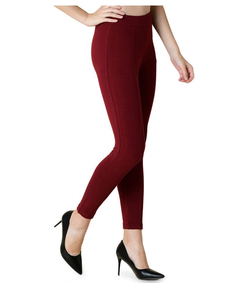Buy Newrie Cotton Jeggings - Maroon Online at Best Prices in India ...