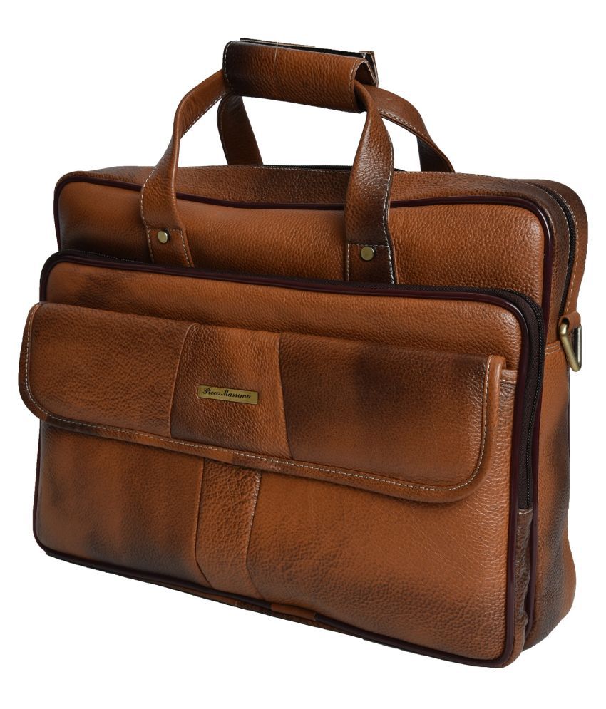 Picco Massimo 45-A Tan Leather Office Bag - Buy Picco Massimo 45-A Tan ...