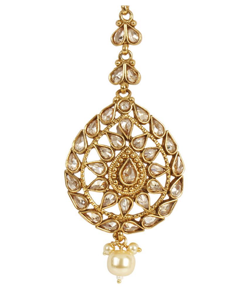 MUCH MORE Elegant Gold Tone Manng Tikka With Beautiful Dropping for ...