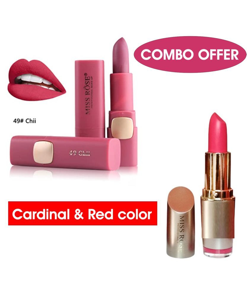 Miss Rose Matte Lipstick Combo Offer 49 And Red Lipstick Ruby And Rose Red Multi Pack Of 2 68 G