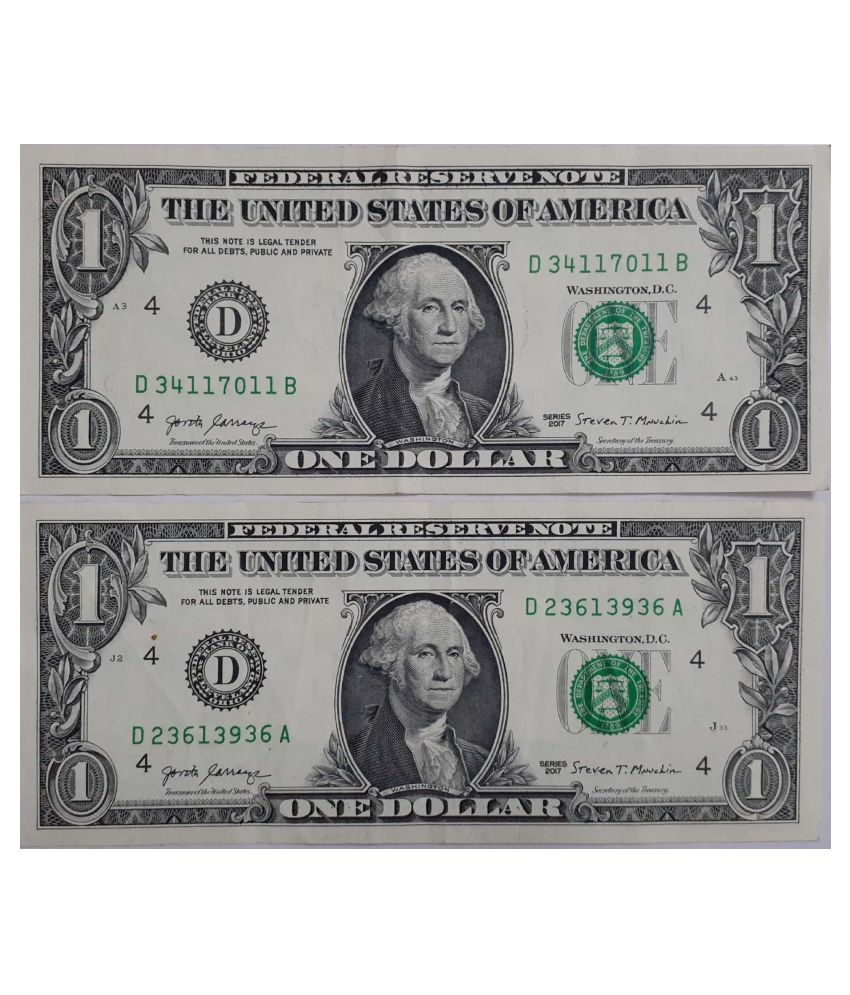     			The United States of America One Dollar Bill 2017 ** Qty-2