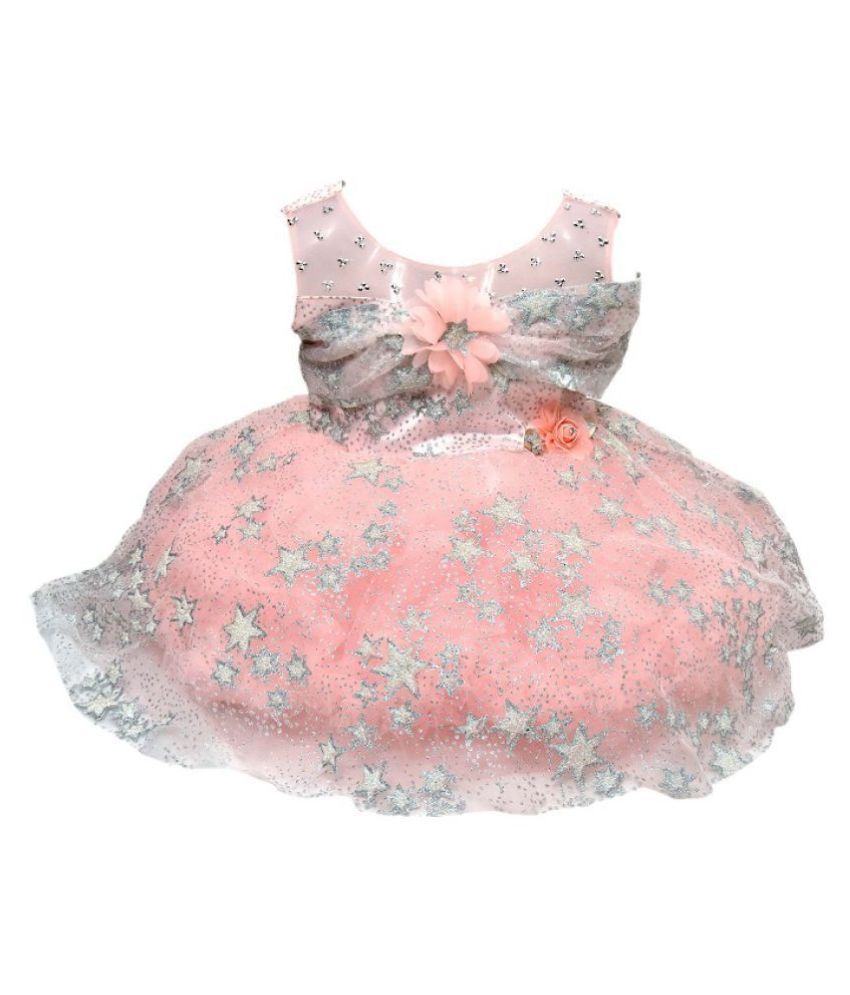 peach colour party frock