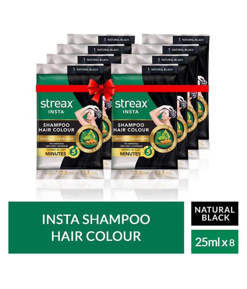 Streax Insta Shampoo Semi Permanent Hair Color Black 25 mL Pack of 8: Buy Streax  Insta Shampoo Semi Permanent Hair Color Black 25 mL Pack of 8 at Best  Prices in India - Snapdeal
