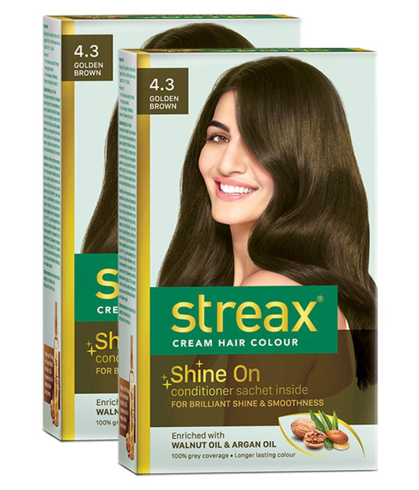 Streax Regular Permanent Hair Color Brown Golden Brown 210 mL Pack of 2 ...