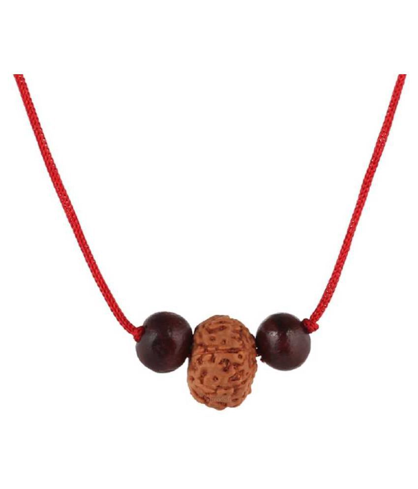     			Astrodidi 9 Mukhi Indonesian Java Rudraksha (Small Size) With Red Chandan Beads