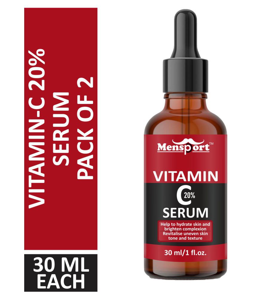 Mensport Vitamin C 20% Serum- Revitalise Uneven Skin Tone Face Serum 60 mL Pack of 2