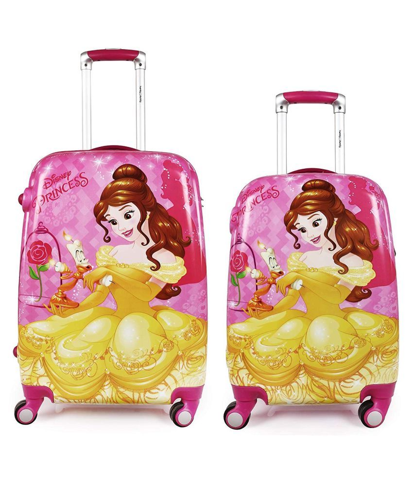 Humty Dumty Disney Belle Pink Polycarbonate Kids Hard Luggage Trolley