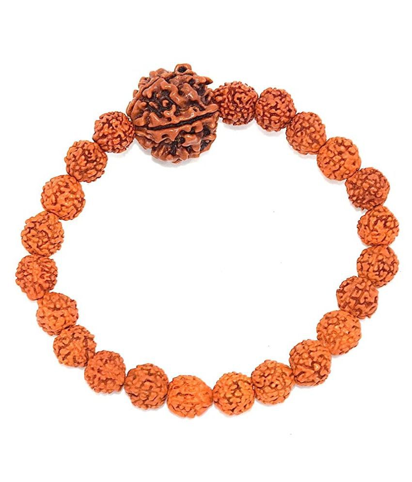     			Rudra Divine Natural 5 mUKHI Rudraksha Bracelet With One 15 MM 5 MUKHI RUDRAKSHA Beads Bracelet For Unisex